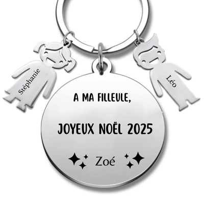 Porte Clé Noël Joyeux Noël ma Filleule - A personnaliser