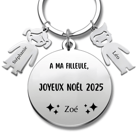 Porte Clé Noël Joyeux Noël ma Filleule - A personnaliser - Les Bijoux de Marilou