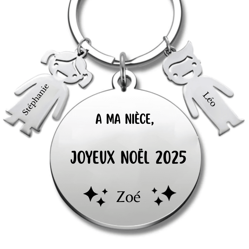 Porte Clé Noël Joyeux Noël ma Nièce - A personnaliser - Les Bijoux de Marilou