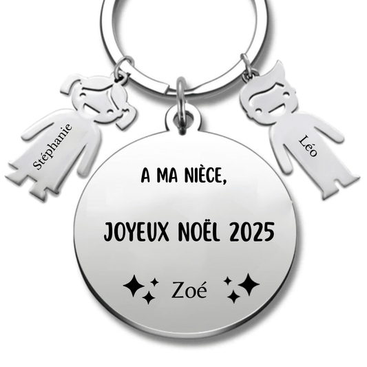 Porte Clé Noël Joyeux Noël ma Nièce - A personnaliser - Les Bijoux de Marilou