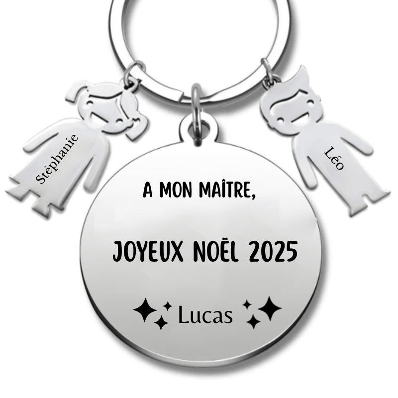 Porte Clé Noël Joyeux Noël Maitre - A personnaliser - Les Bijoux de Marilou