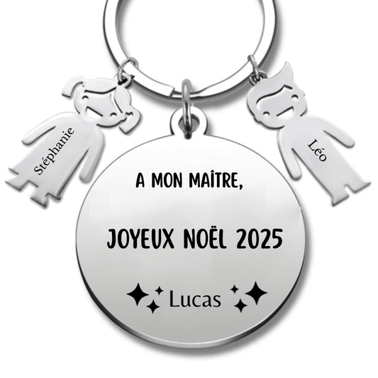 Porte Clé Noël Joyeux Noël Maitre - A personnaliser - Les Bijoux de Marilou