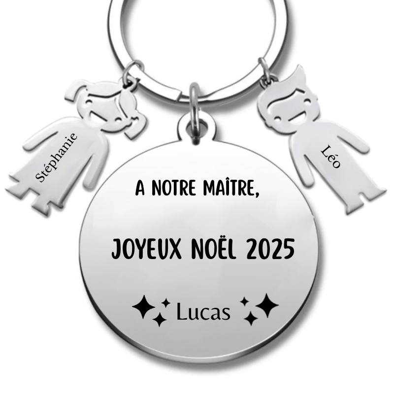 Porte Clé Noël Joyeux Noël Maitre - A personnaliser - Les Bijoux de Marilou
