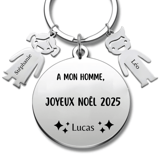 Porte Clé Noël Joyeux Noël mon Amour - A personnaliser - Les Bijoux de Marilou