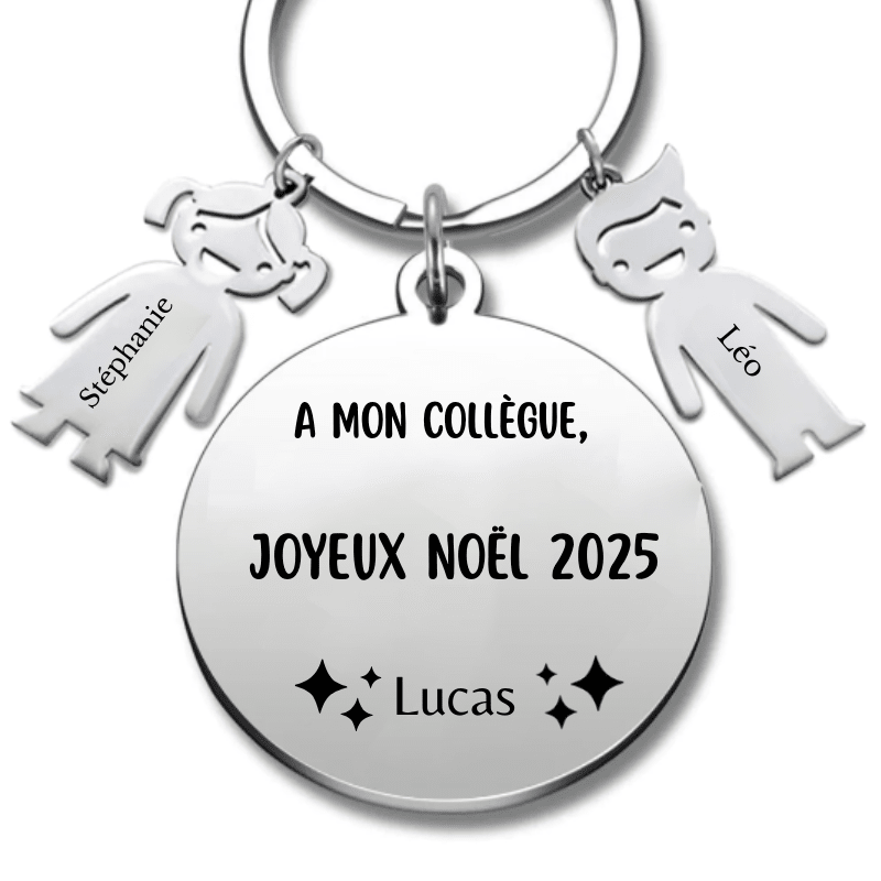 Porte Clé Noël Joyeux Noël mon Collègue - A personnaliser - Les Bijoux de Marilou