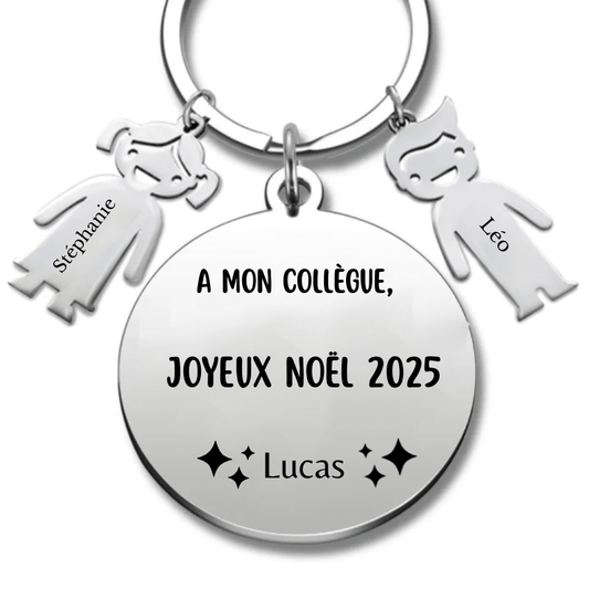 Porte Clé Noël Joyeux Noël mon Collègue - A personnaliser - Les Bijoux de Marilou