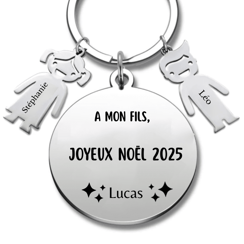 Porte Clé Noël Joyeux Noël mon Fils - A personnaliser - Les Bijoux de Marilou