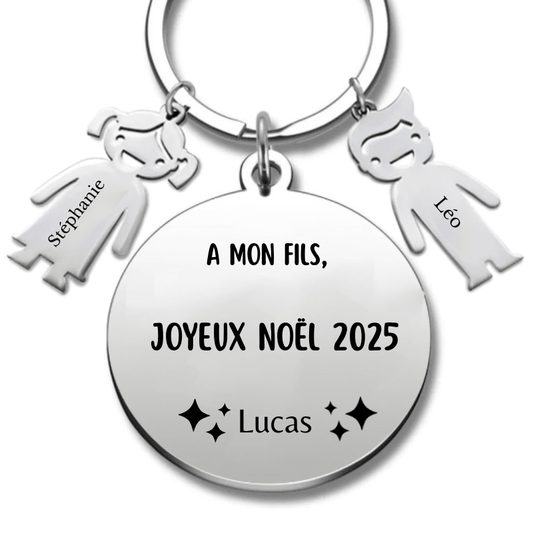 Porte Clé Noël Joyeux Noël mon Fils - A personnaliser - Les Bijoux de Marilou