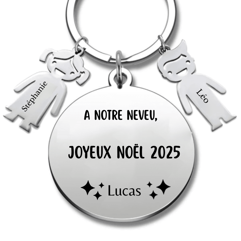 Porte Clé Noël Joyeux Noël Neveu - A personnaliser - Les Bijoux de Marilou