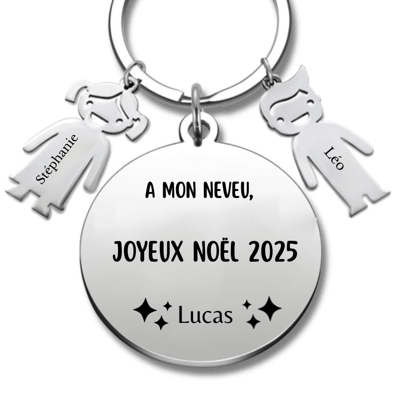 Porte Clé Noël Joyeux Noël Neveu - A personnaliser - Les Bijoux de Marilou