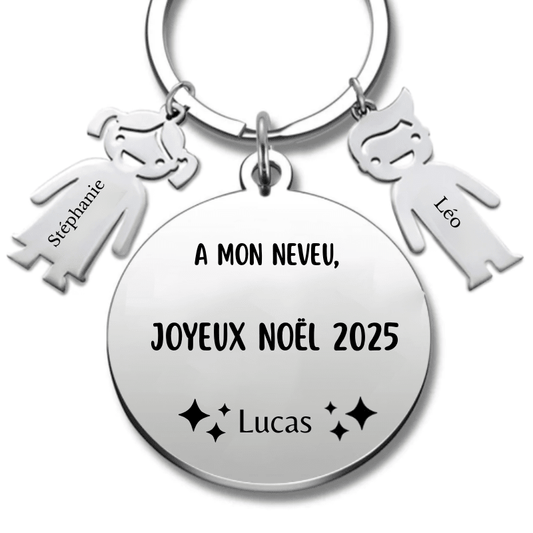 Porte Clé Noël Joyeux Noël Neveu - A personnaliser - Les Bijoux de Marilou