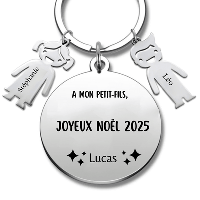 Porte Clé Noël Joyeux Noël Petit-Fils - A personnaliser