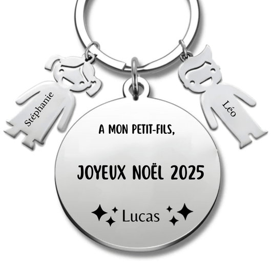 Porte Clé Noël Joyeux Noël Petit - Fils - A personnaliser - Les Bijoux de Marilou
