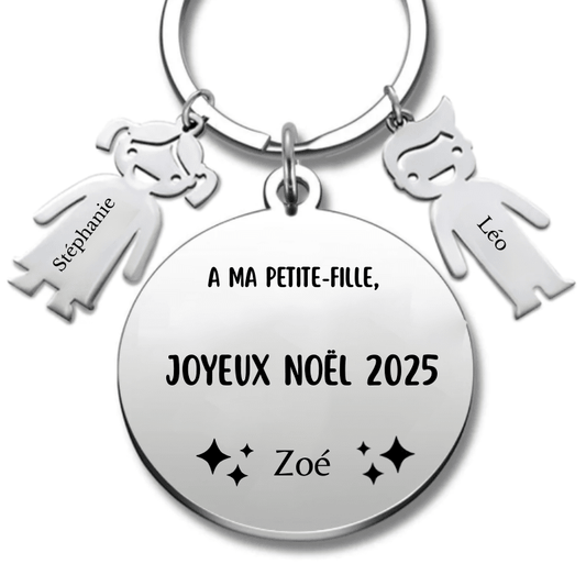 Porte Clé Noël Joyeux Noël Petite - Fille - A personnaliser - Les Bijoux de Marilou
