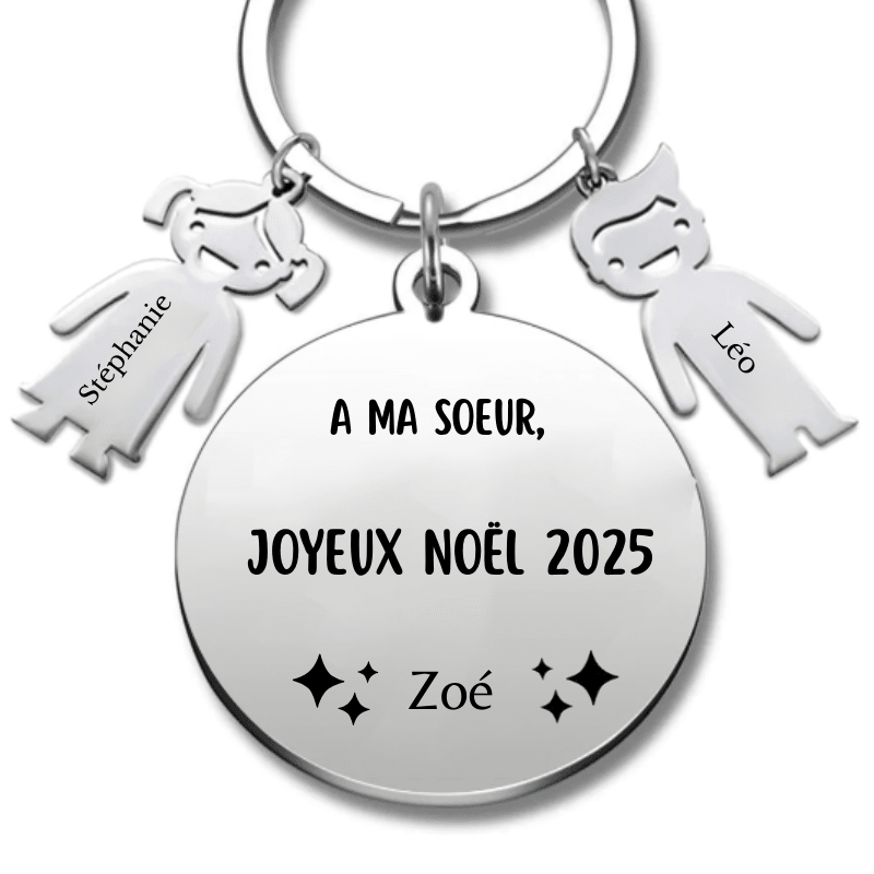 Porte Clé Noël Joyeux Noël Soeur - A personnaliser - Les Bijoux de Marilou