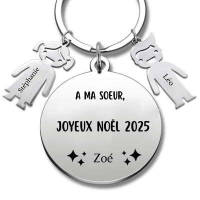 Porte Clé Noël Joyeux Noël Soeur - A personnaliser