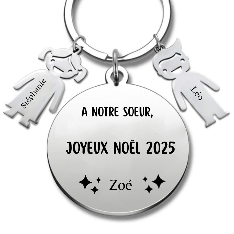 Porte Clé Noël Joyeux Noël Soeur - A personnaliser - Les Bijoux de Marilou