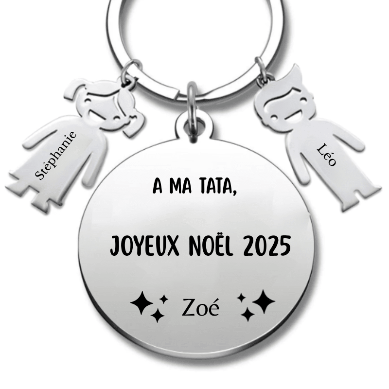 Porte Clé Noël Joyeux Noël Tata - A personnaliser - Les Bijoux de Marilou