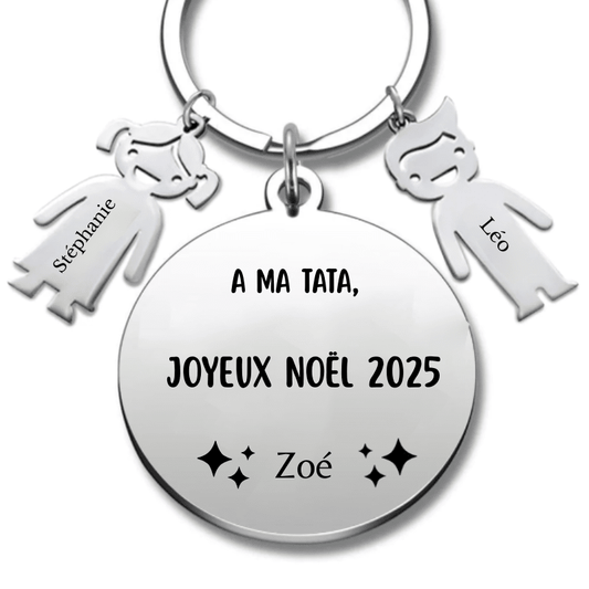 Porte Clé Noël Joyeux Noël Tata - A personnaliser - Les Bijoux de Marilou