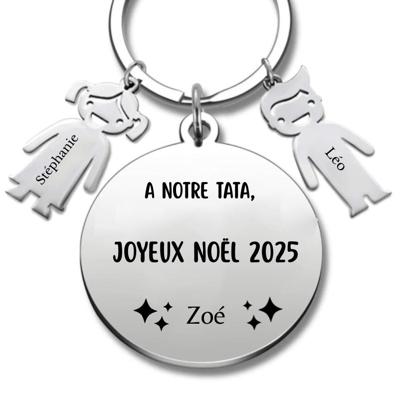 Porte Clé Noël Joyeux Noël Tata - A personnaliser - Les Bijoux de Marilou