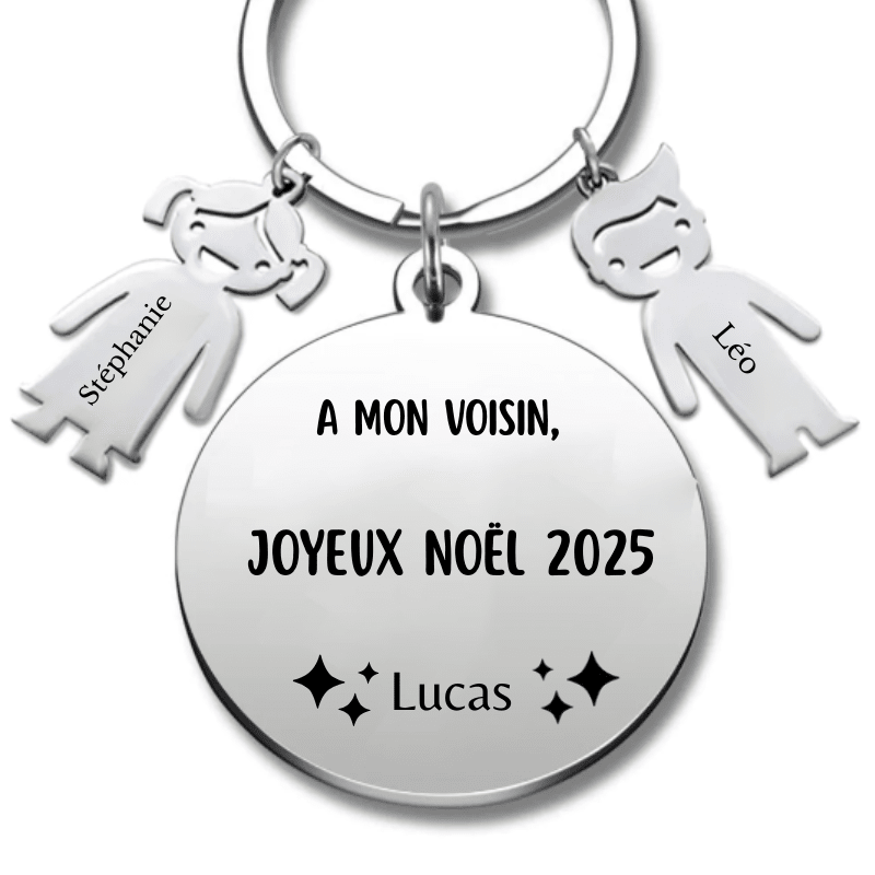 Porte Clé Noël Joyeux Noël Voisin - A personnaliser - Les Bijoux de Marilou