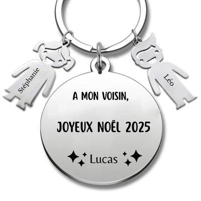 Porte Clé Noël Joyeux Noël Voisin - A personnaliser