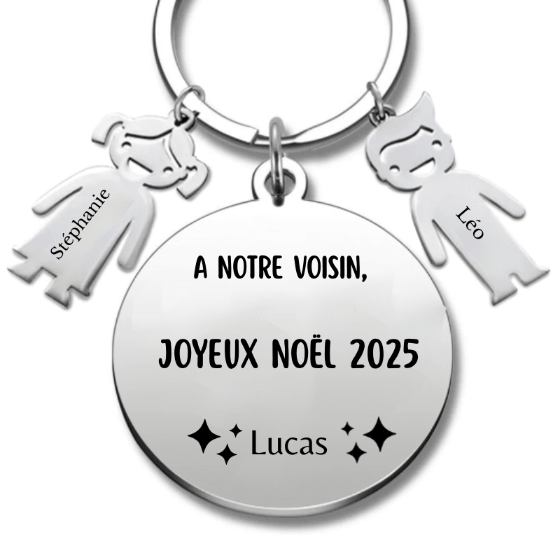 Porte Clé Noël Joyeux Noël Voisin - A personnaliser - Les Bijoux de Marilou