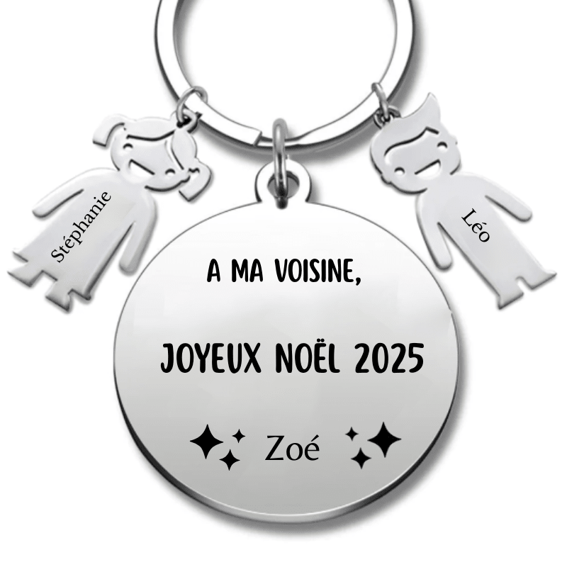 Porte Clé Noël Joyeux Noël Voisine - A personnaliser - Les Bijoux de Marilou