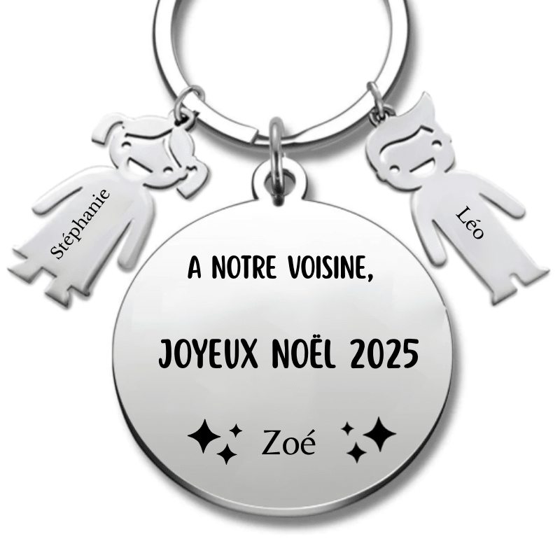 Porte Clé Noël Joyeux Noël Voisine - A personnaliser - Les Bijoux de Marilou