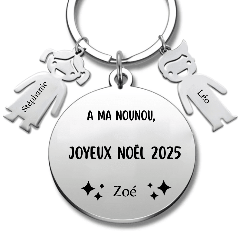 Porte Clé Nounou Personnalisé Joyeux Noël Nounou - Les Bijoux de Marilou
