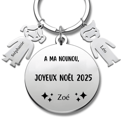 Porte Clé Nounou Personnalisé Joyeux Noël Nounou