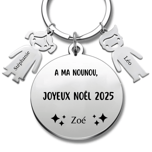 Porte Clé Nounou Personnalisé Joyeux Noël Nounou - Les Bijoux de Marilou