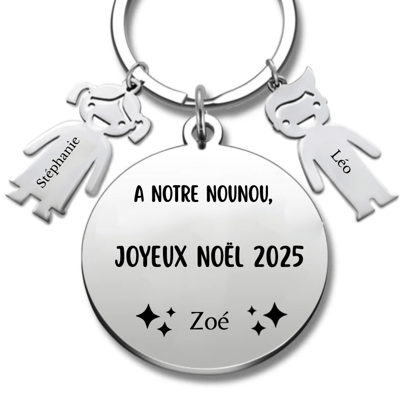 Porte Clé Nounou Personnalisé Joyeux Noël Nounou - Les Bijoux de Marilou