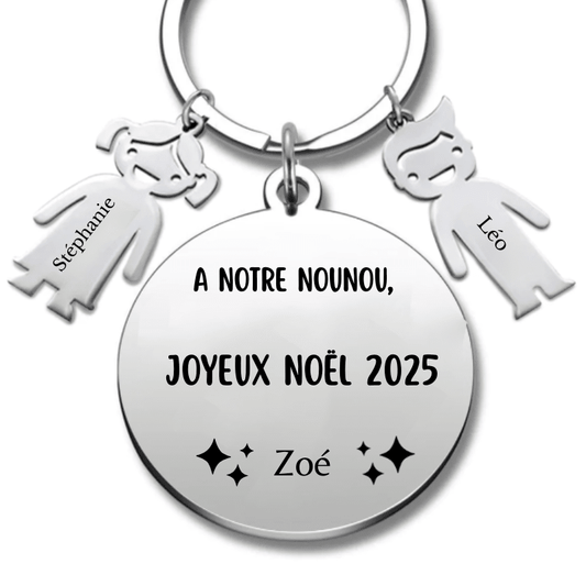 Porte Clé Nounou Personnalisé Joyeux Noël Nounou - Les Bijoux de Marilou