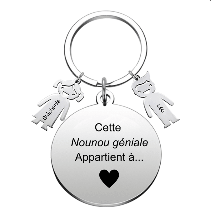 Porte Clé Nounou Personnalisé Meilleure Nounou - Les Bijoux de Marilou