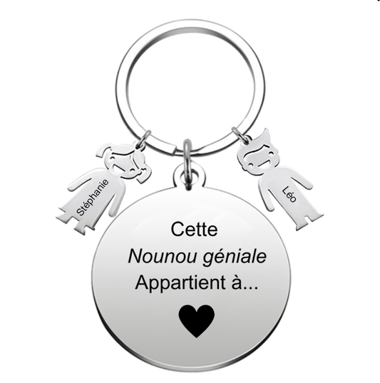 Porte Clé Nounou Personnalisé Meilleure Nounou - Les Bijoux de Marilou