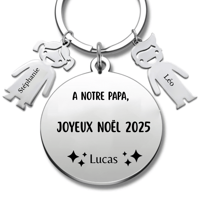Porte Clé Papa Personnalisé "Joyeux Noël Papa" - Les Bijoux de Marilou