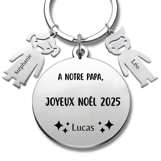 Porte Clé Papa Personnalisé "Joyeux Noël Papa" - Les Bijoux de Marilou