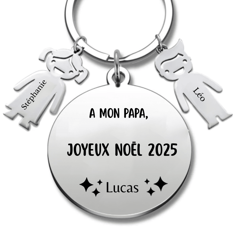 Porte Clé Papa Personnalisé "Joyeux Noël Papa" - Les Bijoux de Marilou