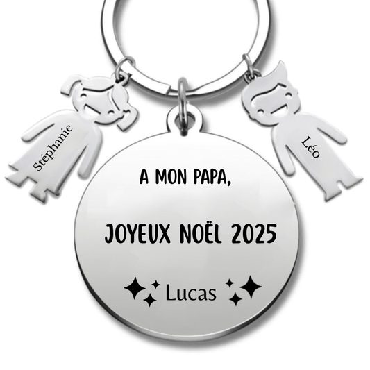 Porte Clé Papa Personnalisé "Joyeux Noël Papa" - Les Bijoux de Marilou