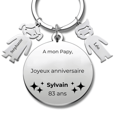 Porte Clé Papy Joyeux Anniversaire Papy Personnalisé - A personnaliser (Prénom/Age)