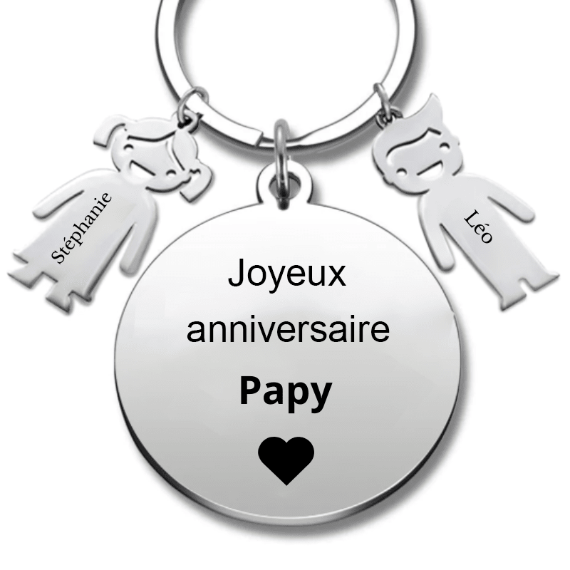 Porte Clé Papy Personnalisé Joyeux Anniversaire Papy - Les Bijoux de Marilou