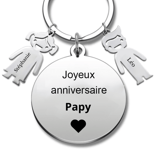 Porte Clé Papy Personnalisé Joyeux Anniversaire Papy - Les Bijoux de Marilou