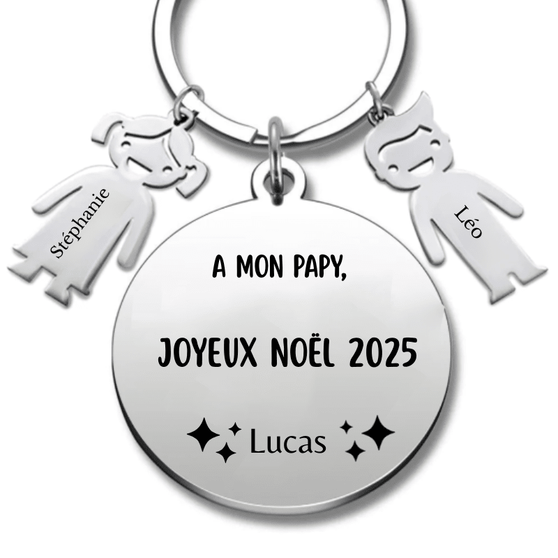 Porte Clé Papy Personnalisé Joyeux Noël Papy - A Personnaliser (Prénom) - Les Bijoux de Marilou