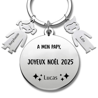 Porte Clé Papy Personnalisé Joyeux Noël Papy - A Personnaliser (Prénom)