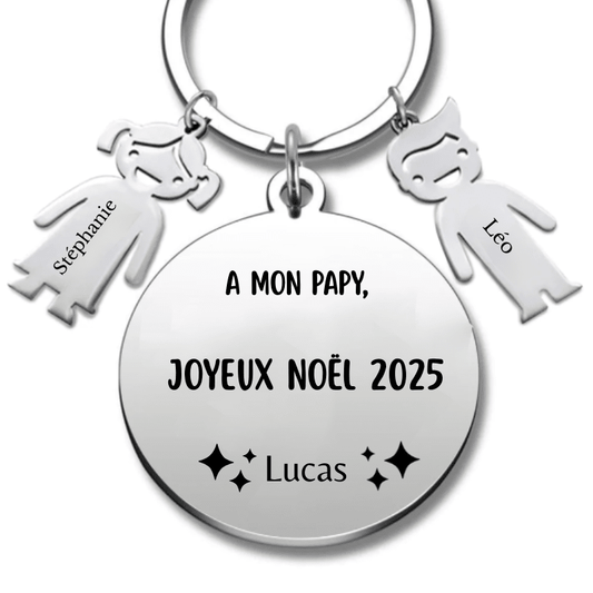 Porte Clé Papy Personnalisé Joyeux Noël Papy - A Personnaliser (Prénom) - Les Bijoux de Marilou