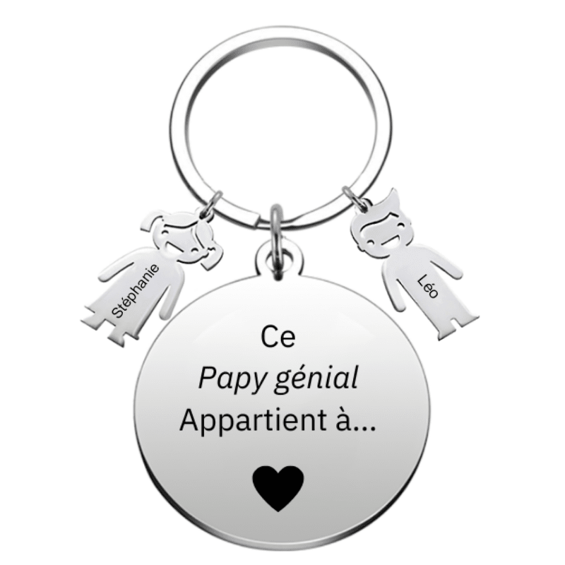 Porte Clé Papy Personnalisé Meilleur Papy - Les Bijoux de Marilou