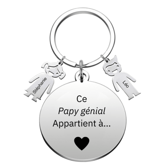 Porte Clé Papy Personnalisé Meilleur Papy - Les Bijoux de Marilou