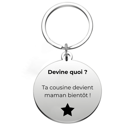 Porte - clé personnalisé Annonce Grossesse Cousine - Les Bijoux de Marilou