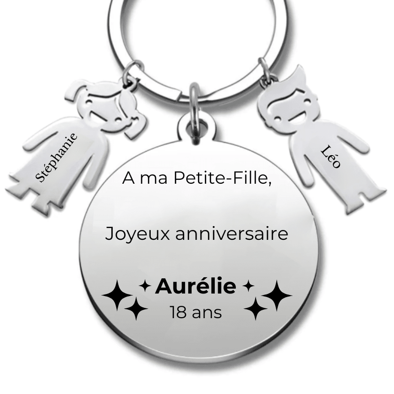 Porte - Clé personnalisé Joyeux Anniversaire à ma Petite Fille Chérie - A personnaliser (Prénom/Age) - Les Bijoux de Marilou